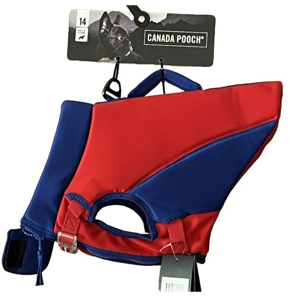 Canada Pooch Canine Size 14 High Tide Life Jacket Red Blue 12 - 17 Pounds NWT - Picture 4 of 8
